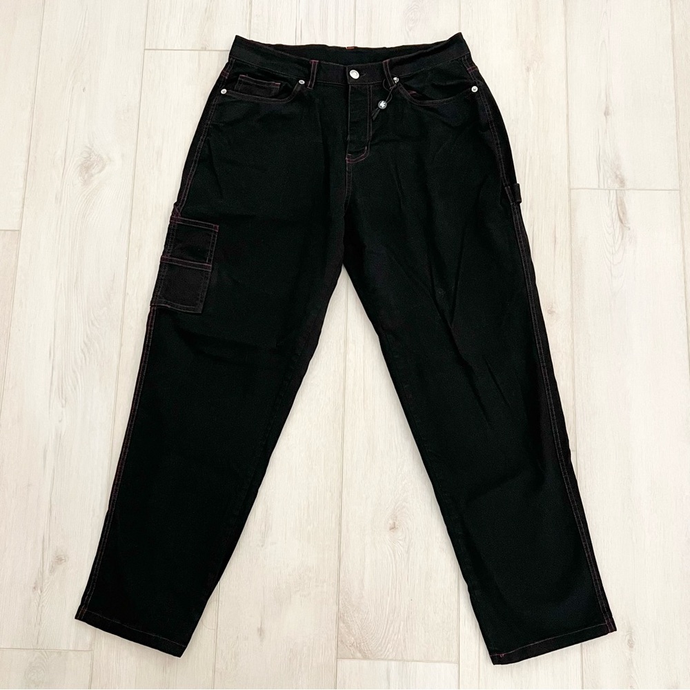 YoungLA Black Cargo Style Jeans w/ Red Contrast Stitching | Size 30 R